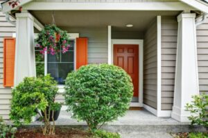 exterior of home with new siding and front door